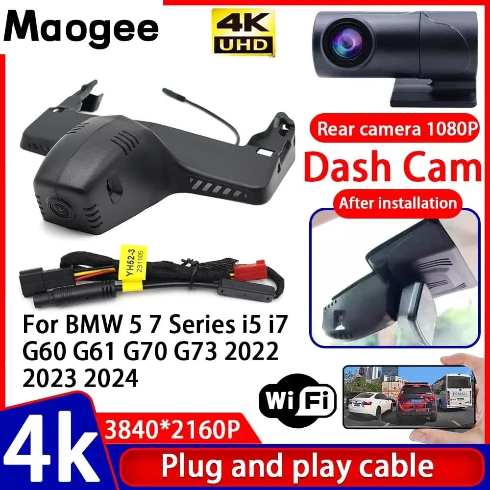 4K UHD Plug and Play, Dash Cam for Auto BMW Series 5 7, i5 i7 G60 G61 G70 G73 2022 2023 2024