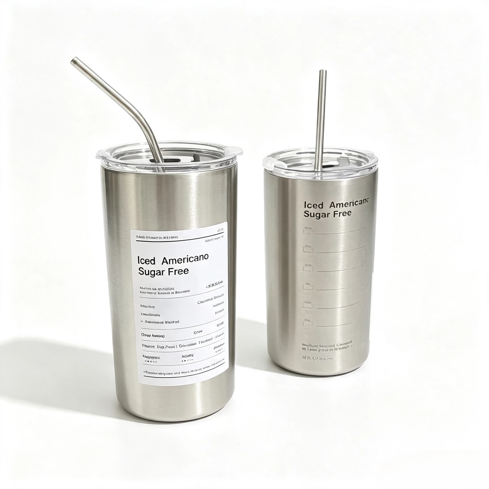 600ml Coffee Cup Stainless Steel Thermal Water Bottle with Straw Ice American Coffee Mug Double-layer Vacuum Flask Cup