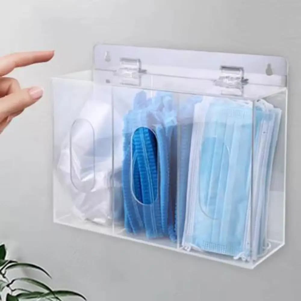 1/2/3 griglie porta guanti in acrilico trasparente montato a parete guanti scatola dispenser salvaspazio scatola portaoggetti per guanti antipolvere ufficio