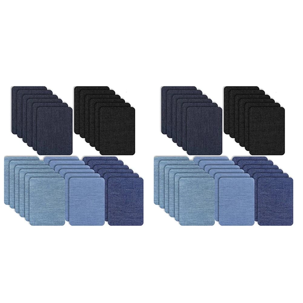 ABUI-60 Pezzi Toppe termoadesive in tessuto Toppe per riparazione jeans denim Kit toppe per riparazione abbigliamento per vestiti jeans giacca, 5 colori