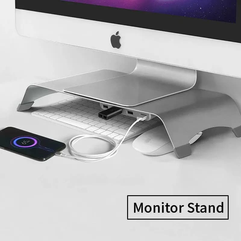 Supporto Universale per Monitor in Metallo, Supporto per Laptop, TV, PC, Organizzatore per Scrivania, Rialzo per Monitor da Casa e Ufficio