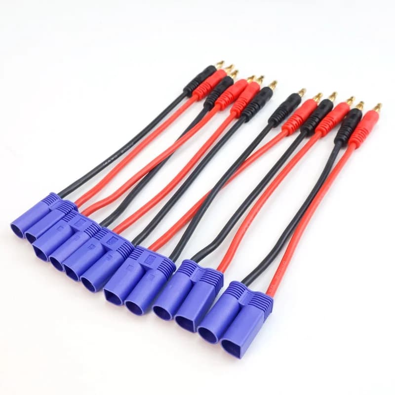 1/6 Pcs 16AWG 15CM 4.0mm Gold-Plated Banana Plug to EC5 Silicone Cable for Imax B6 RC Lipo Battery Charger