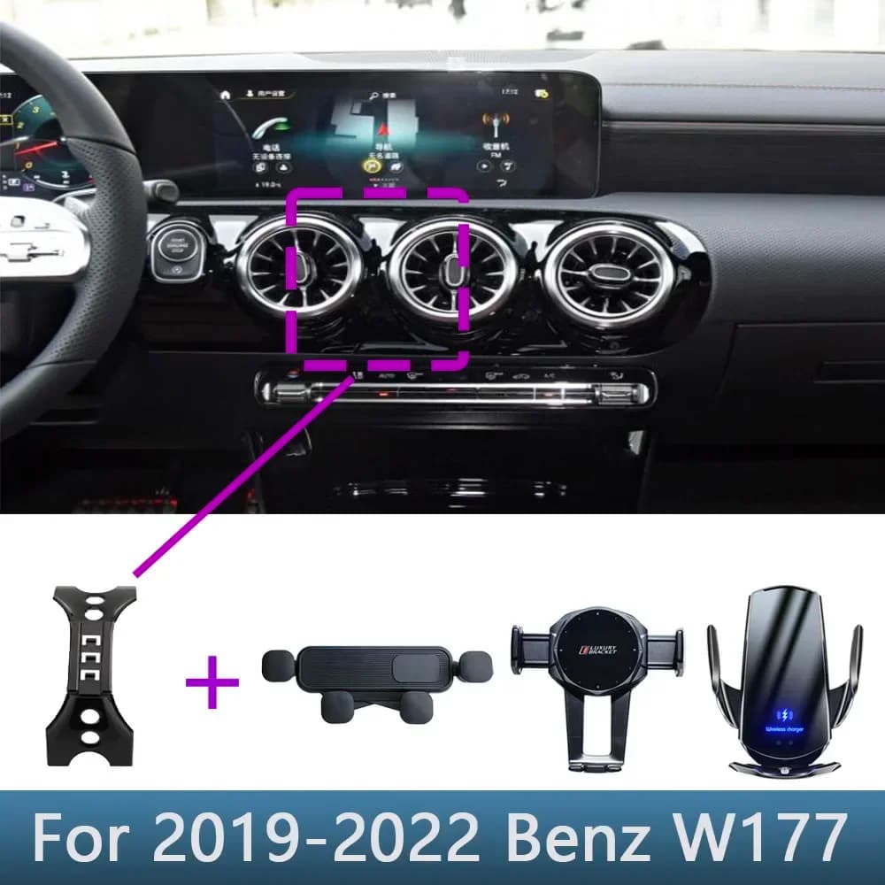 Special luxury fixed bracket for Mercedes Benz Class A 2019 - 2024 A200 A180 W177 Wireless charging