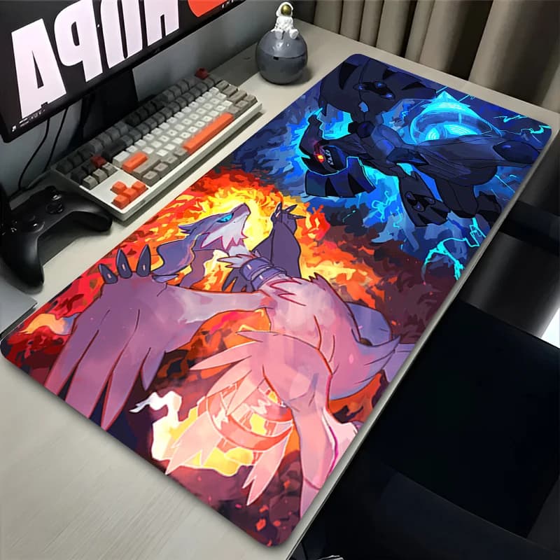 Mouse Pad Laptop Anime Gaming P-Pokemon Zekrom Reshiram Mousepad Gamer Computer Accessories Non-slip Rubber Keyboard Desk Mat
