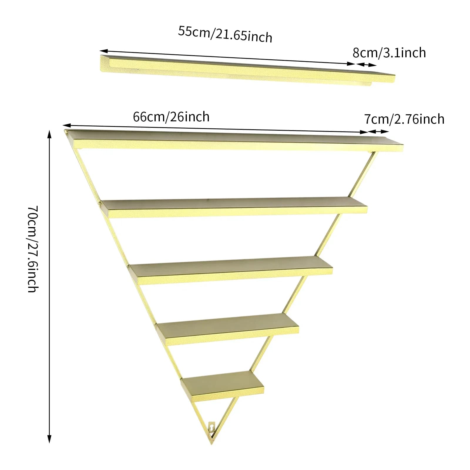 Wall Mounted Nail Polish Rack - Set of 6 Triangular Cosmetic Display Shelves for Essential Oil Bottles, Organize Your Lipsticks
