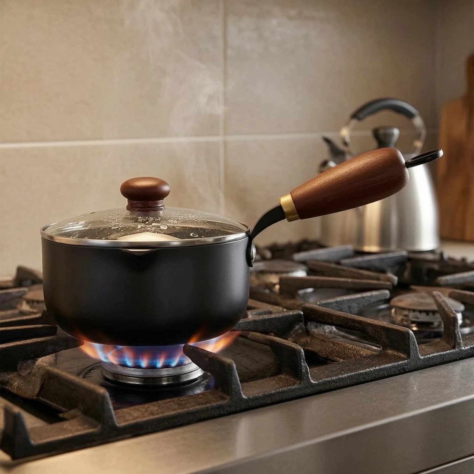 Mini Pentola in Ghisa Nera, Pentola con Beccuccio in Ghisa, Utensile da Cucina con Ritenzione del Calore, Compatibile con Induzione