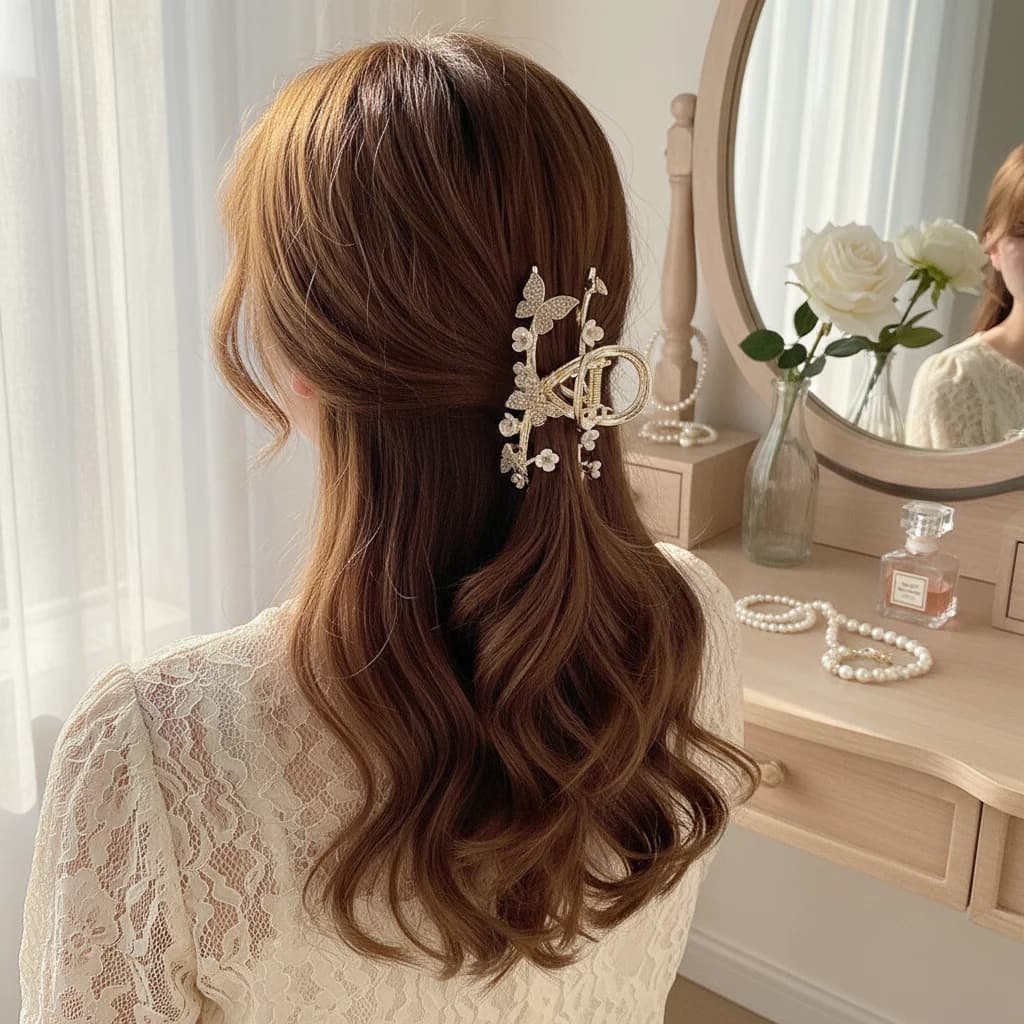 Butterfly shaped hair clip for woman, shark claw shaped hair clip, quick styling tool, durable plastic, stylish design