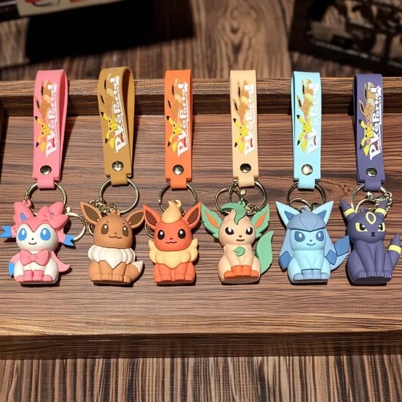 Pokemon Anime Pikachu Keychain Kawaii Eevee Schoolbag Shoulder Bag Pendant Glaceon Flareon Backpack Crossbody Bag Accessories