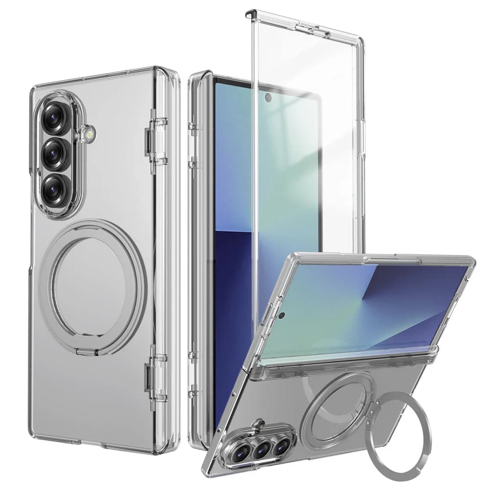 360 ° Rotating magnetic zipper shock phone case for Samsung Galaxy Z Fold 7 Fold7 for Magsafe wireless charging cover
