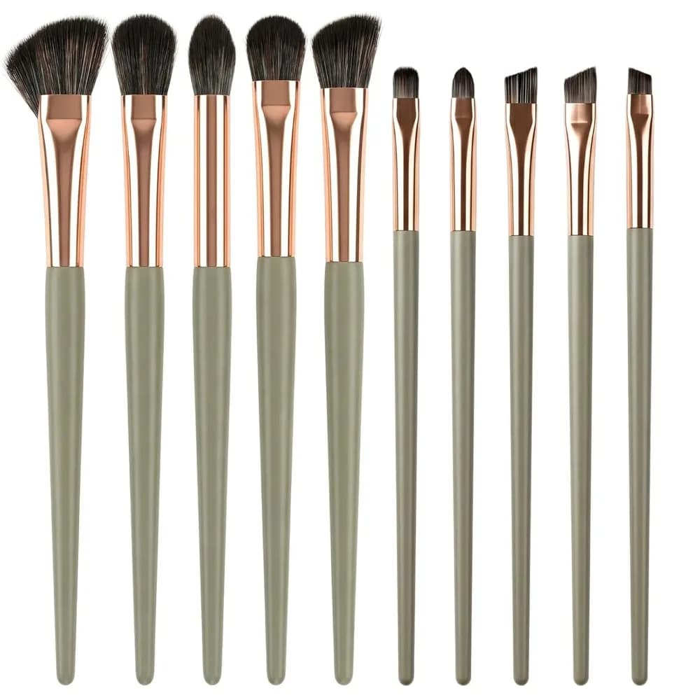 10-Piece Eye Makeup Brush Set: Blending, Shadow, Eyebrows, Eyeliner, Liquid, Cream, Concealer