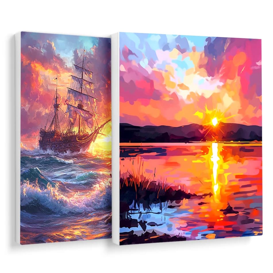 RUOPOTY Painting By Number Adults New Ocean Sunset Color Markers Watercolor Framed Wall Art Modern Acrylic Paints Handmade Kits
