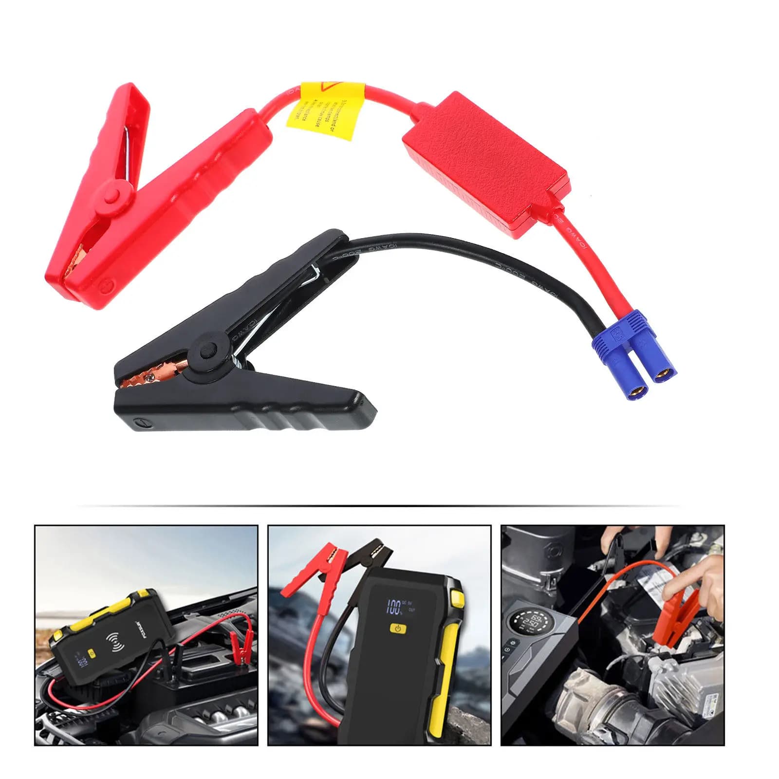 Morsetto di avviamento di emergenza per auto, cavo per avviamento potente con clip per batteria per auto, camion, SUV, portatile, affidabile, a coccodrillo