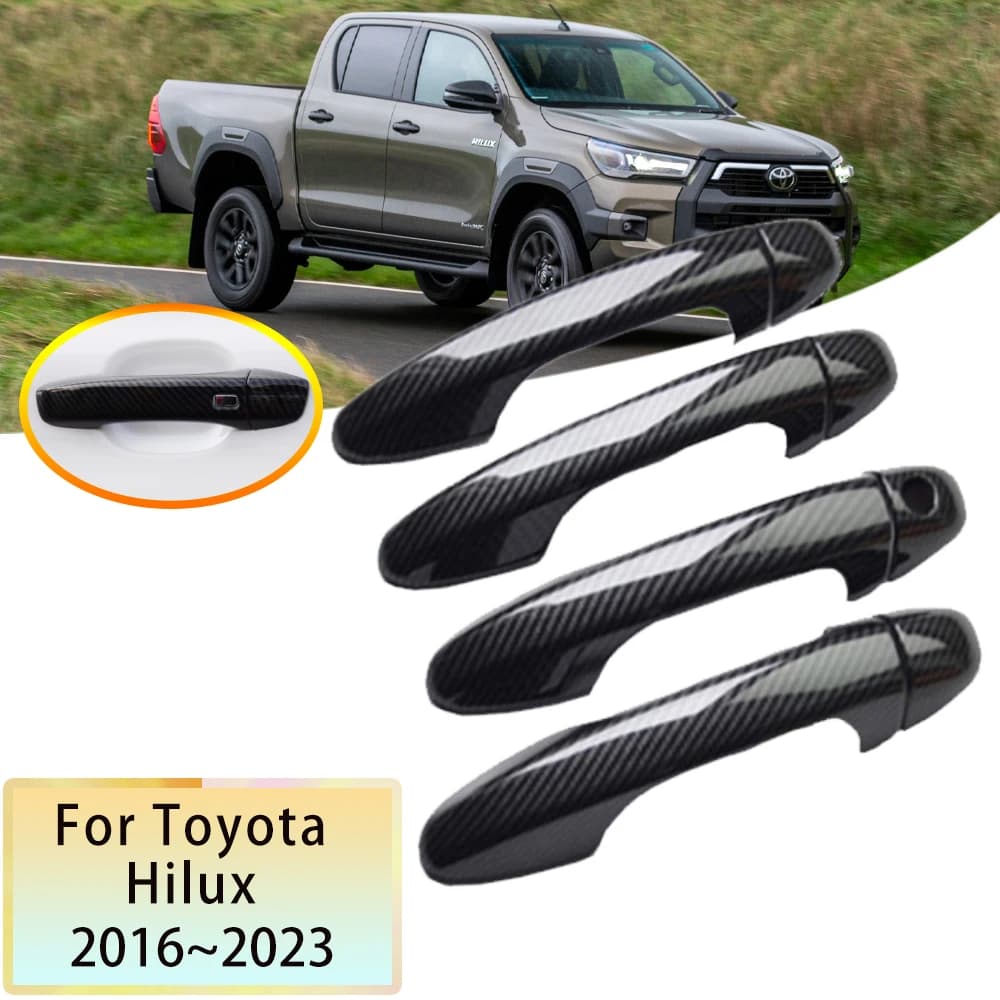 Per Toyota Hilux Revo Rocco AN110 AN120 AN130 2016 ~ 2023 accessori adesivi per la copertura della maniglia della portiera dell'auto in fibra di carbonio 2018 2019 2022