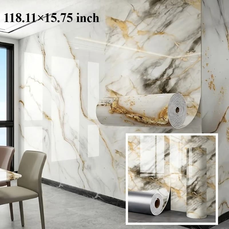 Adesivo Murale 3D Effetto Marmo Impermeabile, Schiuma Spessa Autoadesiva, Decorazione a Bassa Manutenzione per Bagno, Cucina, Soggiorno