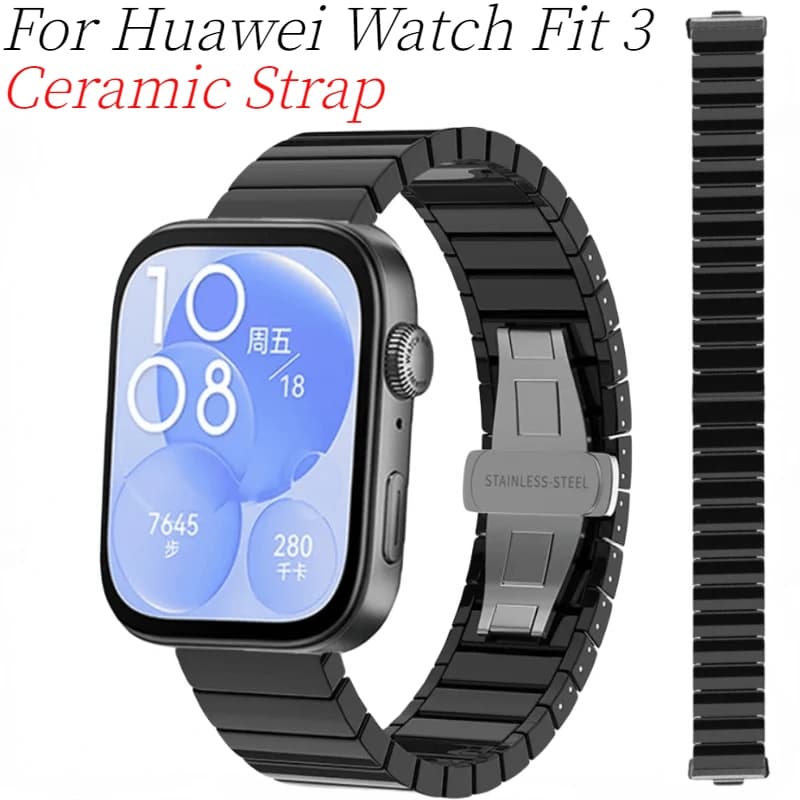 Luxury Ceramic Strap For Huawei Watch Fit 3/4/4pro High-end Business Replacement Bracelet band For Huawei Fit 3 belt Accessories