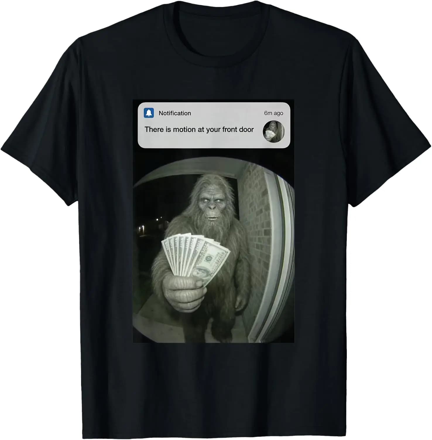 There Is Motion At Your Front Door Bigfoot T-Shirt 100% Cotton Trendy Y2K Short-Sleeve Tee – Soft, Quick-Drying, &