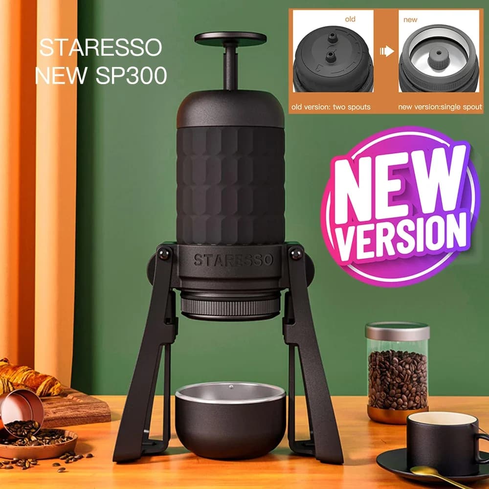 STARESSO Mirage SP300 Plus Macchina per caffè espresso portatile Caffettiera manuale Caffettiera da 180 ml Preparazione rapida Doppi colpi Espresso cremoso