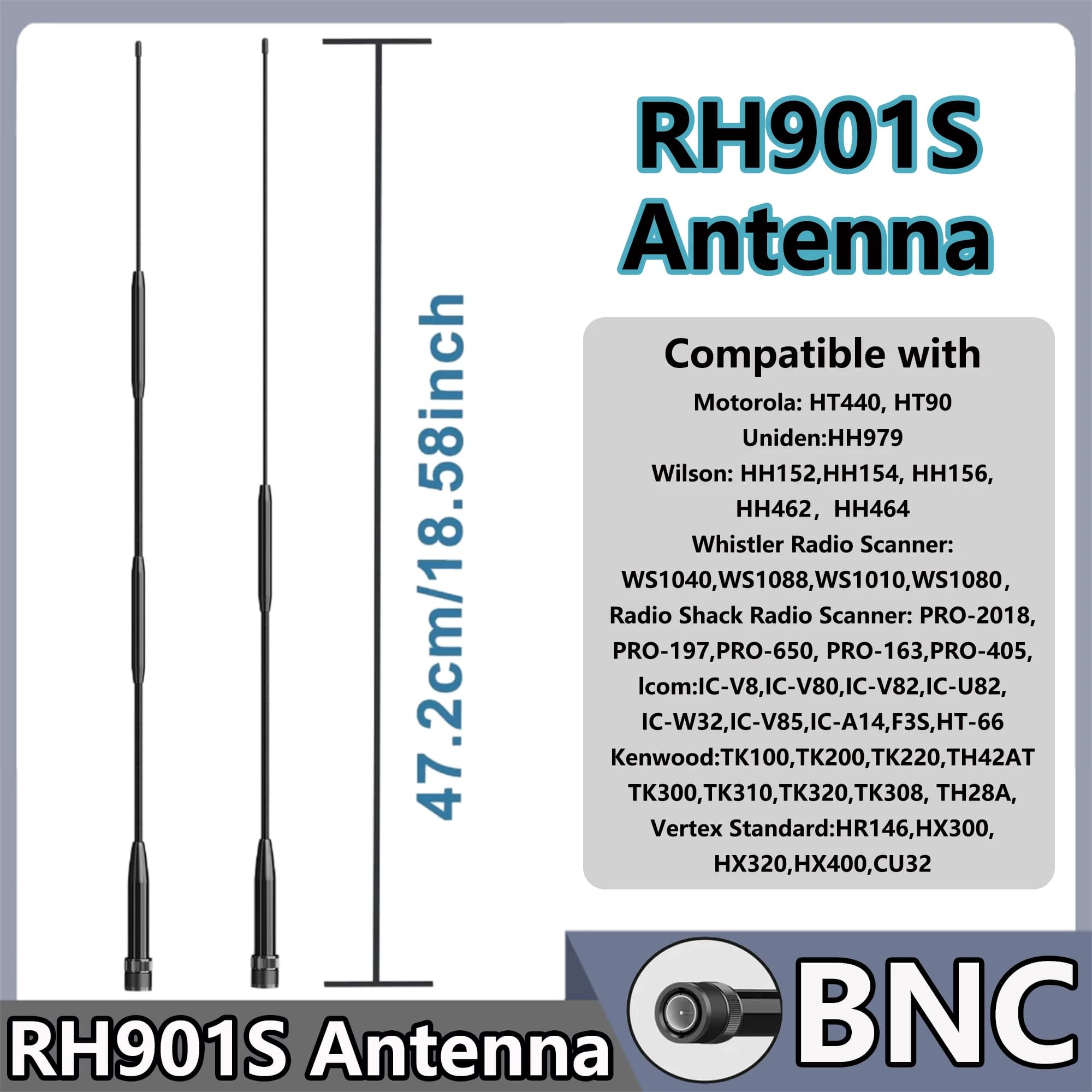 RH901S Antenna BNC UHF VHF Soft Whip compatibile con TK100 TK200 TH42AT Moto HT440 Vertex Standard 734 Walkie Talkie Accessorio