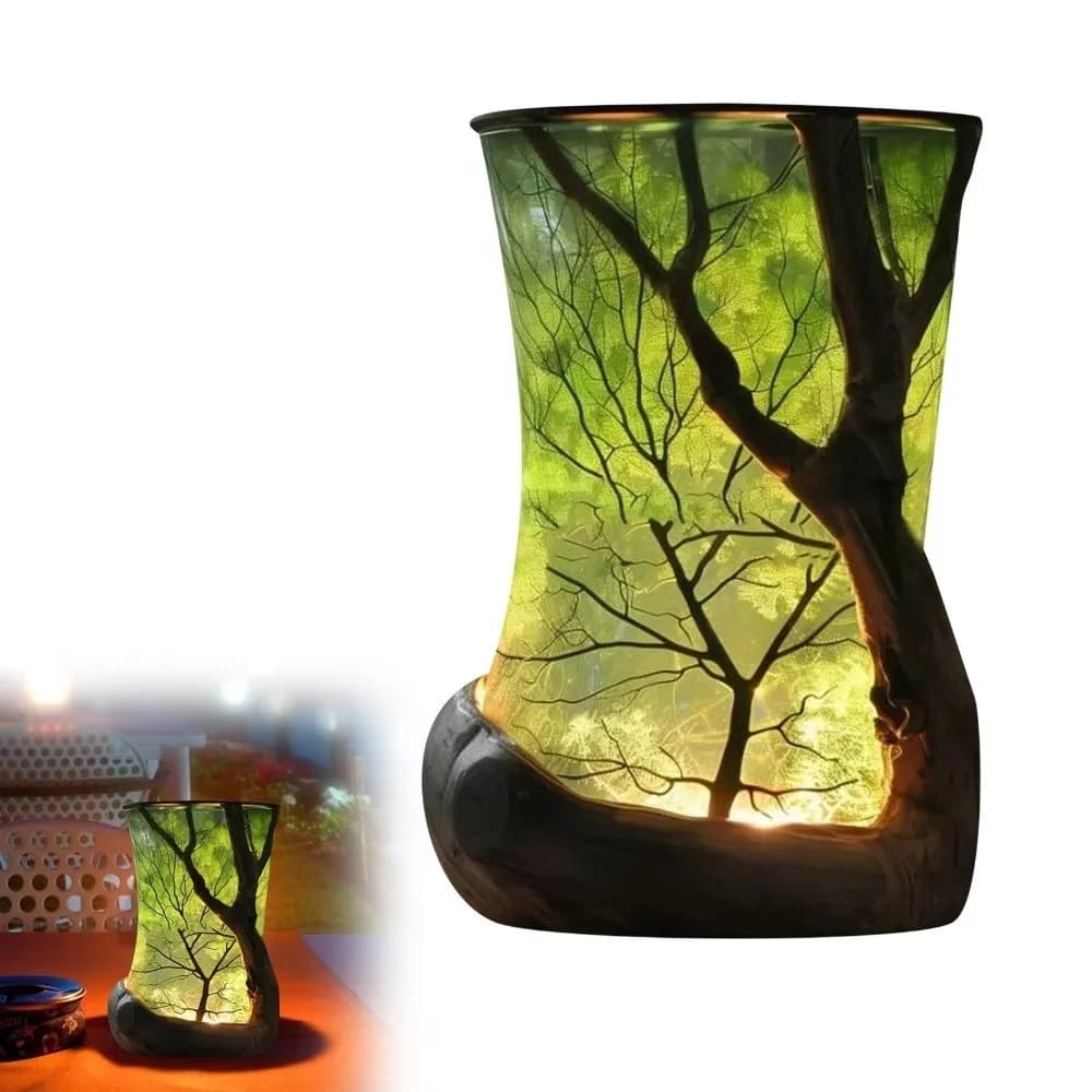 Resin Forest Nature-Inspired Lamp Forests Nature-Inspired Battery-operated Nature Ambient Lamp Leaf Cylinder Shaped