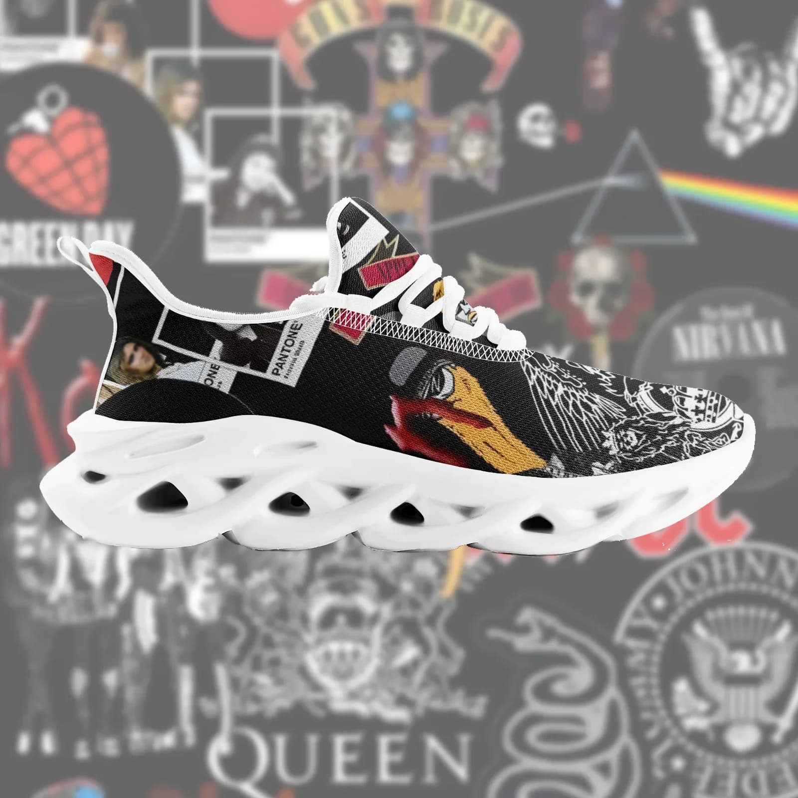 Sneakers casual con stampa teschio, per uomo e donna, scarpe da corsa, scarpe leggere in rete - personalizzabili secondo l'immagine