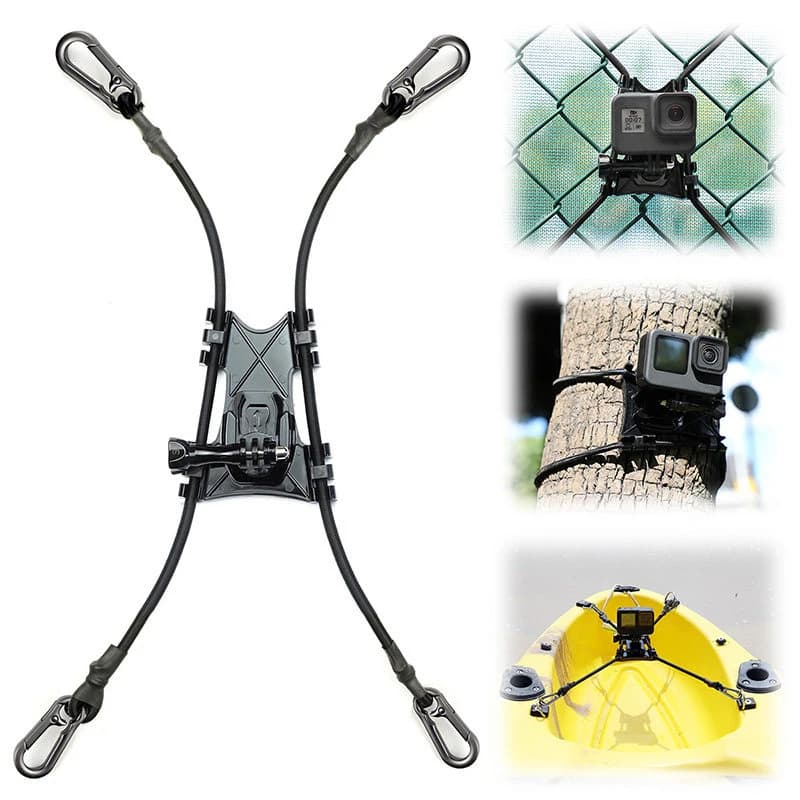 Action Camera Support Set with Elastic Corda 42-63cm, Metal Fixing, Adjustable Angle, for Open Photography, Compatible with DJI/Gopro
