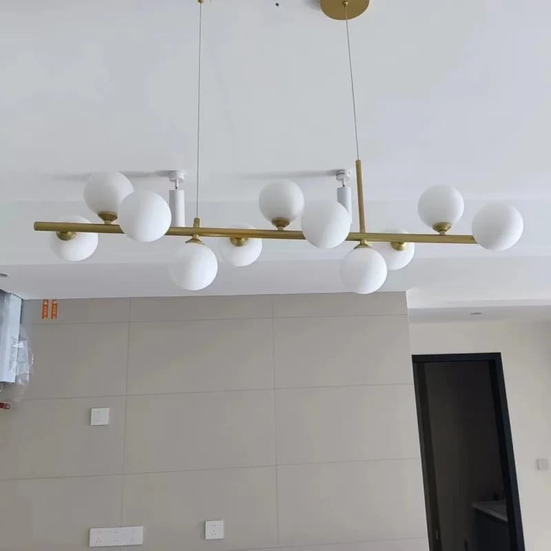 Modern restaurant G9 pendant light strip glass ball lampshade pendant light above the dining table kitchen home lighting fixture