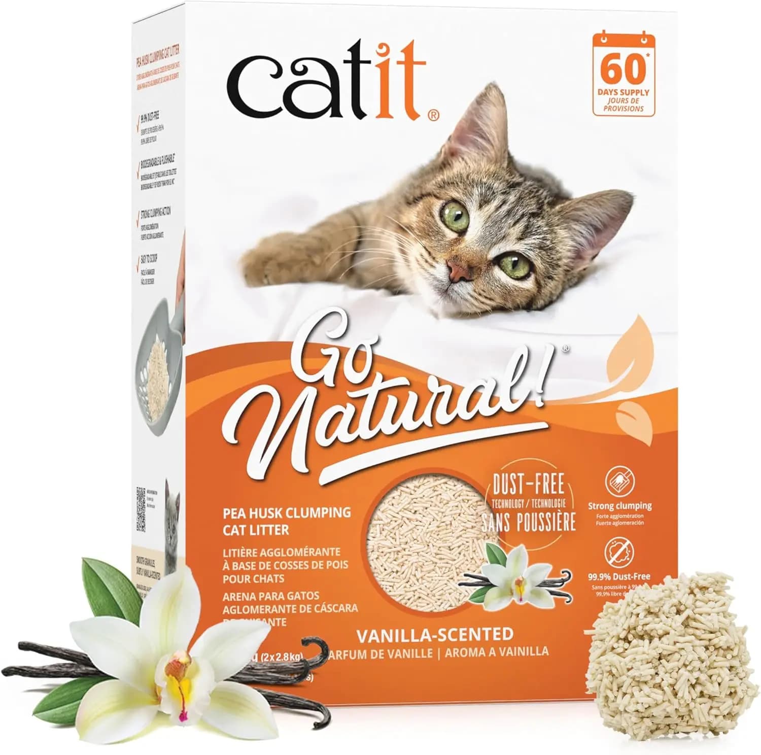 Lettiera Agglomerante Naturale per Gatti in Gusci di Pisello, Sacchetto da 5,5 kg, Ecologica e con Controllo degli Odori