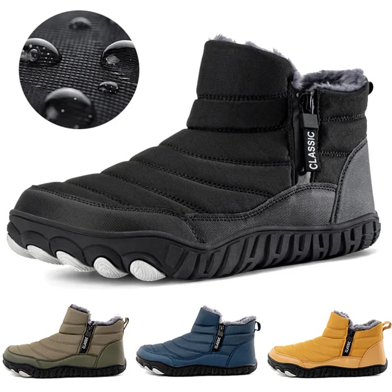 Stivali invernali da uomo a piedi nudi stivali da trekking da neve stivali da neve impermeabili alla caviglia Outdoor Warm Plush Plus Size scarpe da uomo calzature