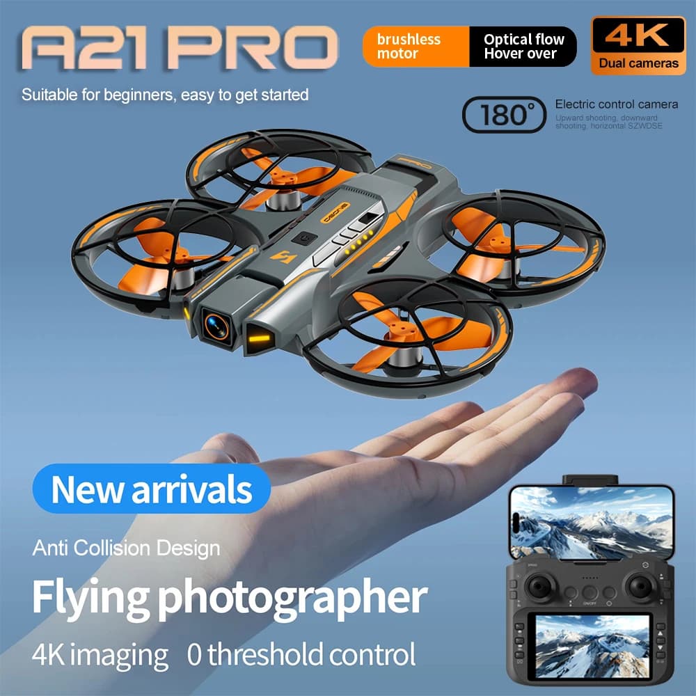 Nuovo Drone A21 8K Professionale HD con Doppia Fotocamera, WiFi 5G FPV, Motori Brushless, Flusso Ottico, Hover e Evitamento Ostacoli, Quadricottero