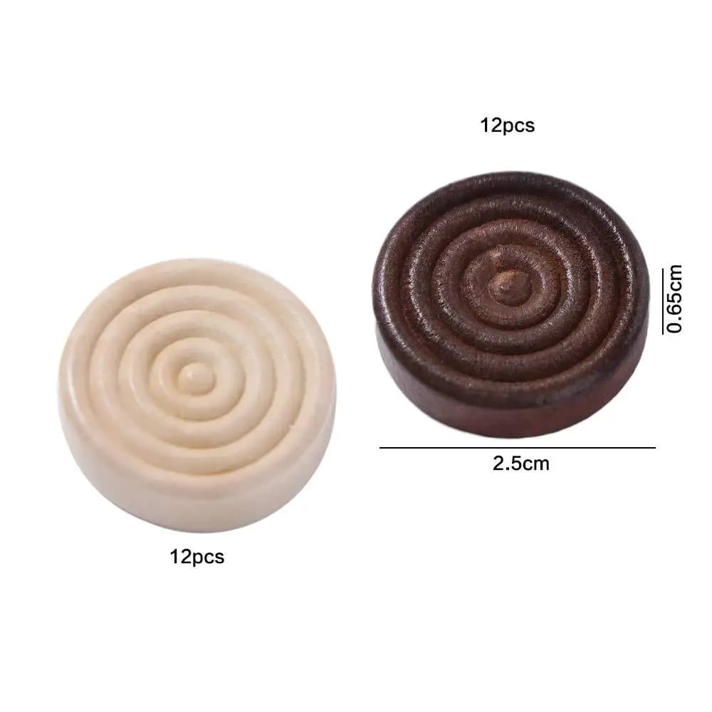Set di 24 Pezzi per Dama Internazionale, Accessori per Gioco degli Scacchi Educativi, Pezzi in Legno Standard