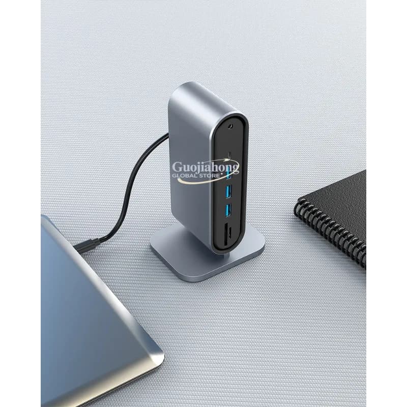 Docking Station USB Verticale a 12 Porte con Proiezione Schermo 4K ad Alta Definizione per Laptop e Workstation Multifunzione