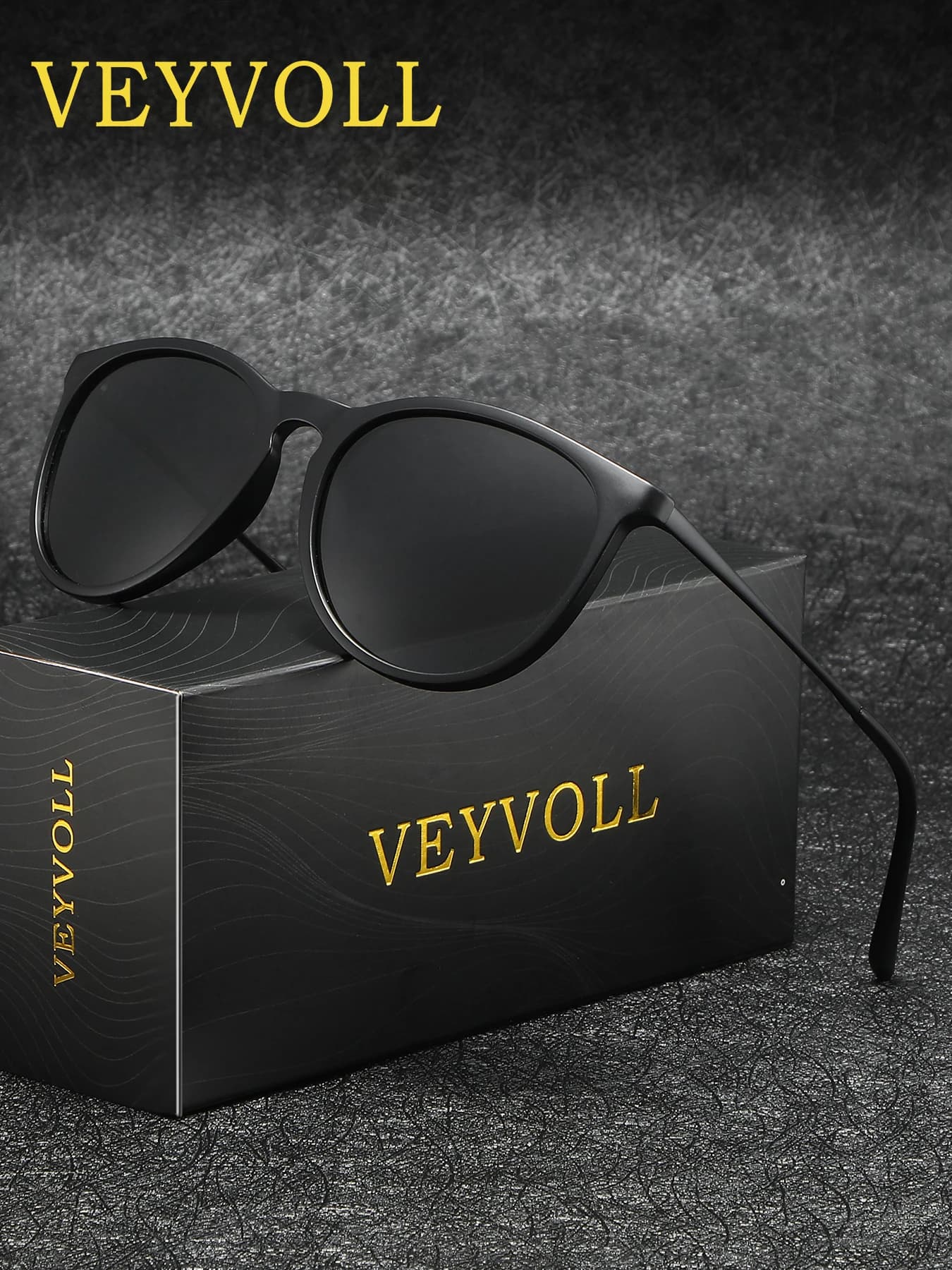 VEYVOLL Retro Style Polarized Sunglasses UV400 Men Women Round Driving Daily Beach Fashion Eyewear
