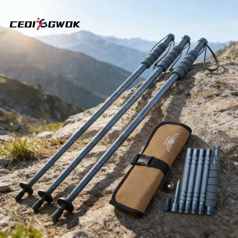 CEOI GWOK New Release Grey Adjustable Lightweight Durable Aluminum Walking Sticks for Outdoor Hiking Camping Trekking Poles