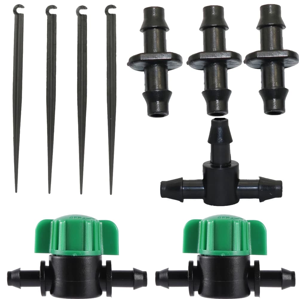 100PCS Garden Water Connector Drip Irrigation for 4/7mm Tubing Hose Accessories Joint Barbed Tees Cross Eng Plug Adaptors
