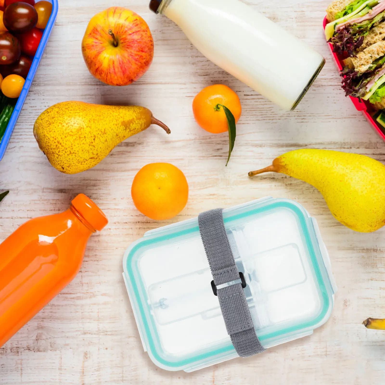 6 Pezzi Cinghie Regolabili per Bento Box, Fasce per Contenitori Pranzo, Supporti Fissaggio per Alimenti, Cinghie Multiuso