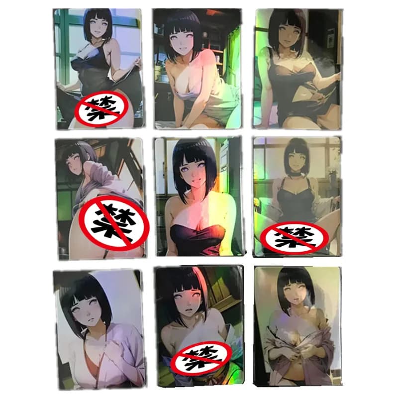 9 pz/set Anime Carta Sexy Naruto Hyuga Hinata Acg Eroina Kawaii Fai Da Te Carta Nuda Hobby Gioco Classico Regalo Giocattolo Collezione di Carta
