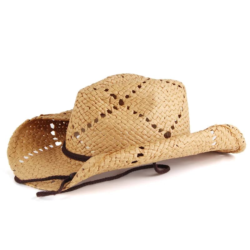 Unisex donna uomo Retro Hollow-out traspirante ampio arrotolabile tesa protezione solare berretto da esterno Beach Cowboy Cowgirl Western Hat