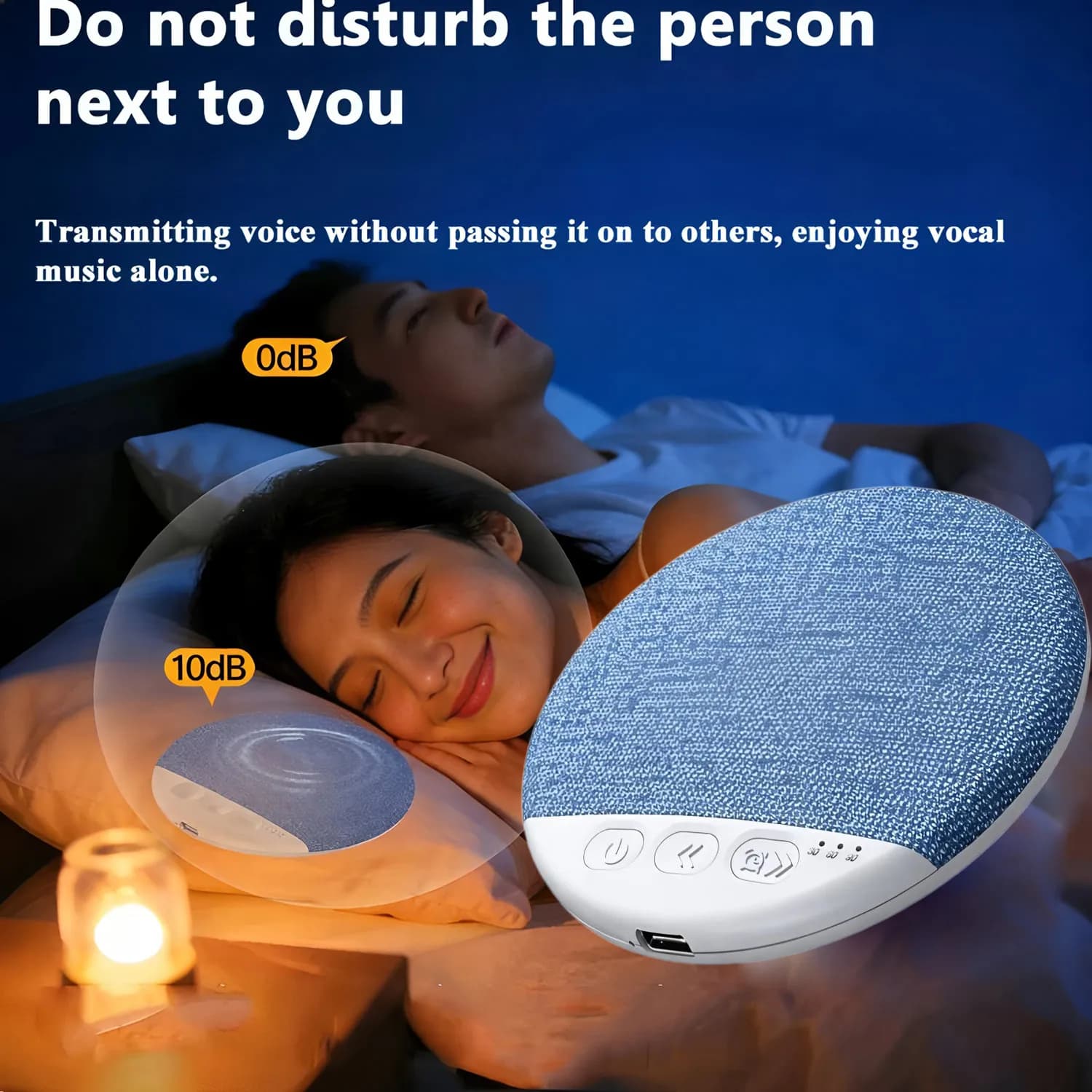 Mini Altoparlante da Cuscino 2026, Macchina del Suono Stereo Blu Sotto il Cuscino con Timer da 30/60/90 Minuti per Camera da Letto, Sonno e Relax