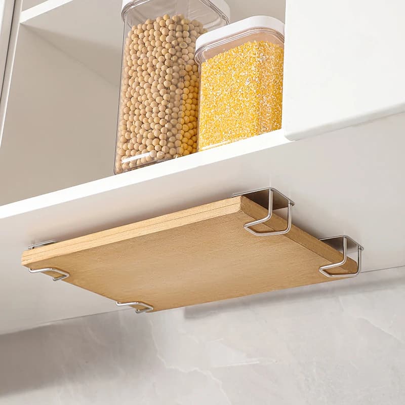 *Hot Sale 4PCS Kitchen Storage Rack Wall Mounted Pot Cover Rack Cabinet Bottom Cutting Board Rack Vegetable Board Storage Rack