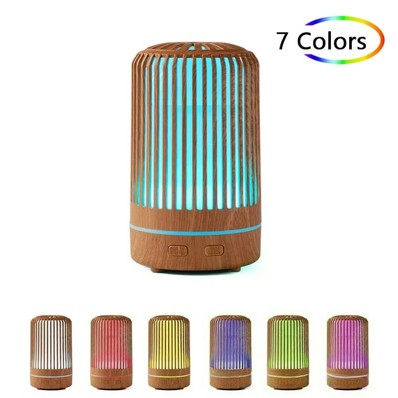 Umidificatore ad ultrasuoni USB con diffusore di aromi per gabbia per uccelli con venature del legno da 200 ml con telecomando per scrivania da ufficio domestico