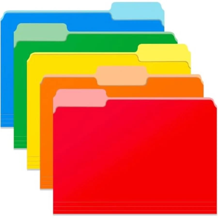 Two Tone Color File Folders 8.5 x 11 Inch, 1/3 Cut Tab File Folder Letter Size, Assorted Colors, Pastel Colors Manila File Fold