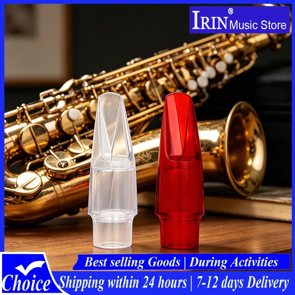Transparent Alto Saxophone Made of ABS Alto Saxophone Mouthpiece with Clear/Red Color, Lightweight & Anti-Squeak for Beginners