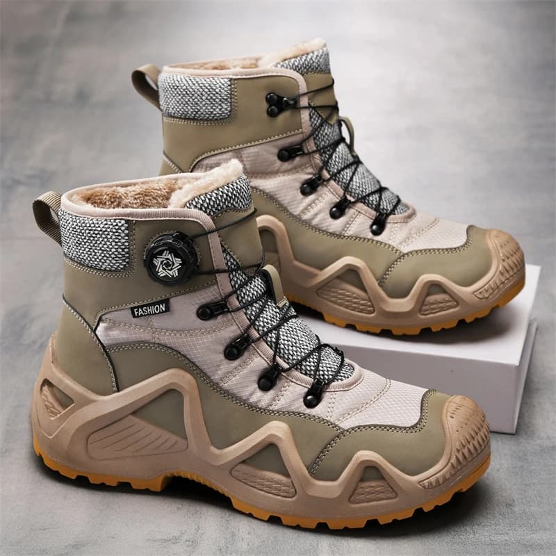 Stivali da arrampicata da uomo Scarpe invernali alte in peluche comode e casual in cotone Escursionismo all'aperto Stivali da neve caldi alti per uomo