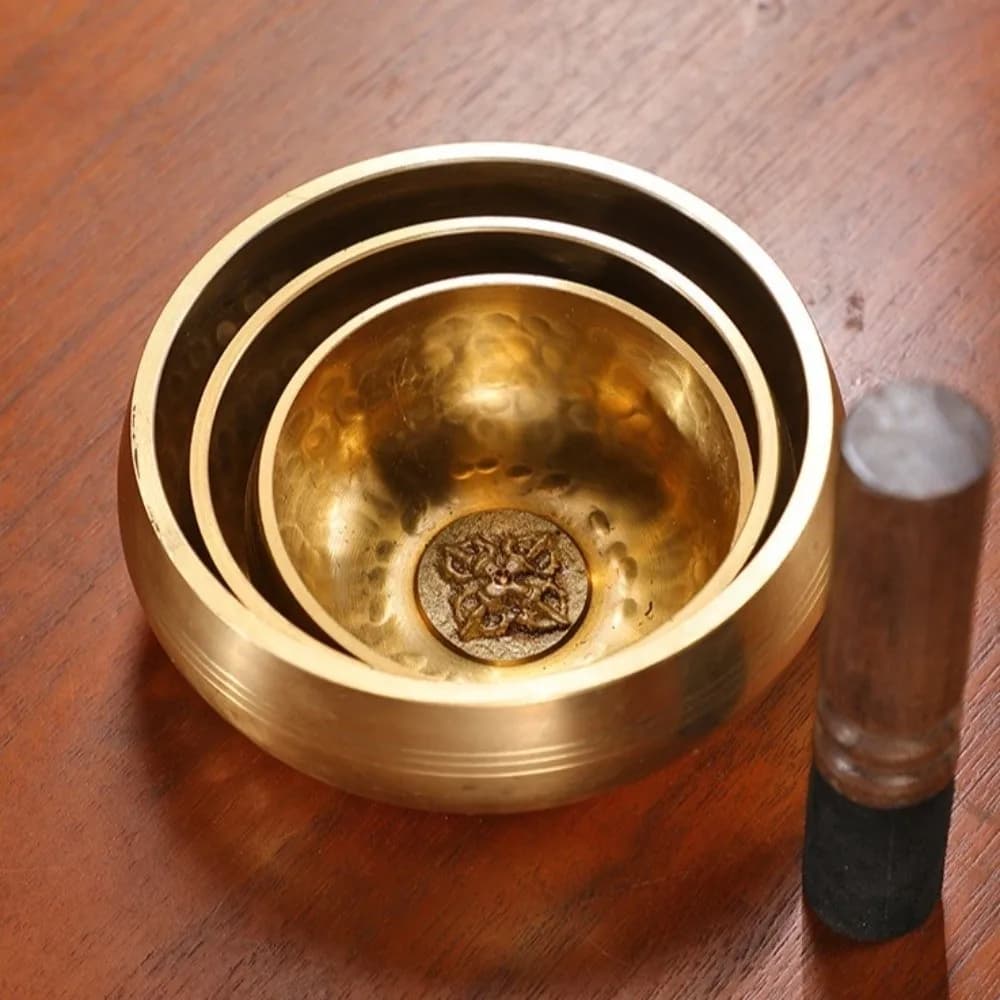 Soft Cushion Nepalese Singing Bowl Home Decor Stress Relief Sound Bowl Bottom Engraved Therapeutic Use Tibetan Singing Bowl Set