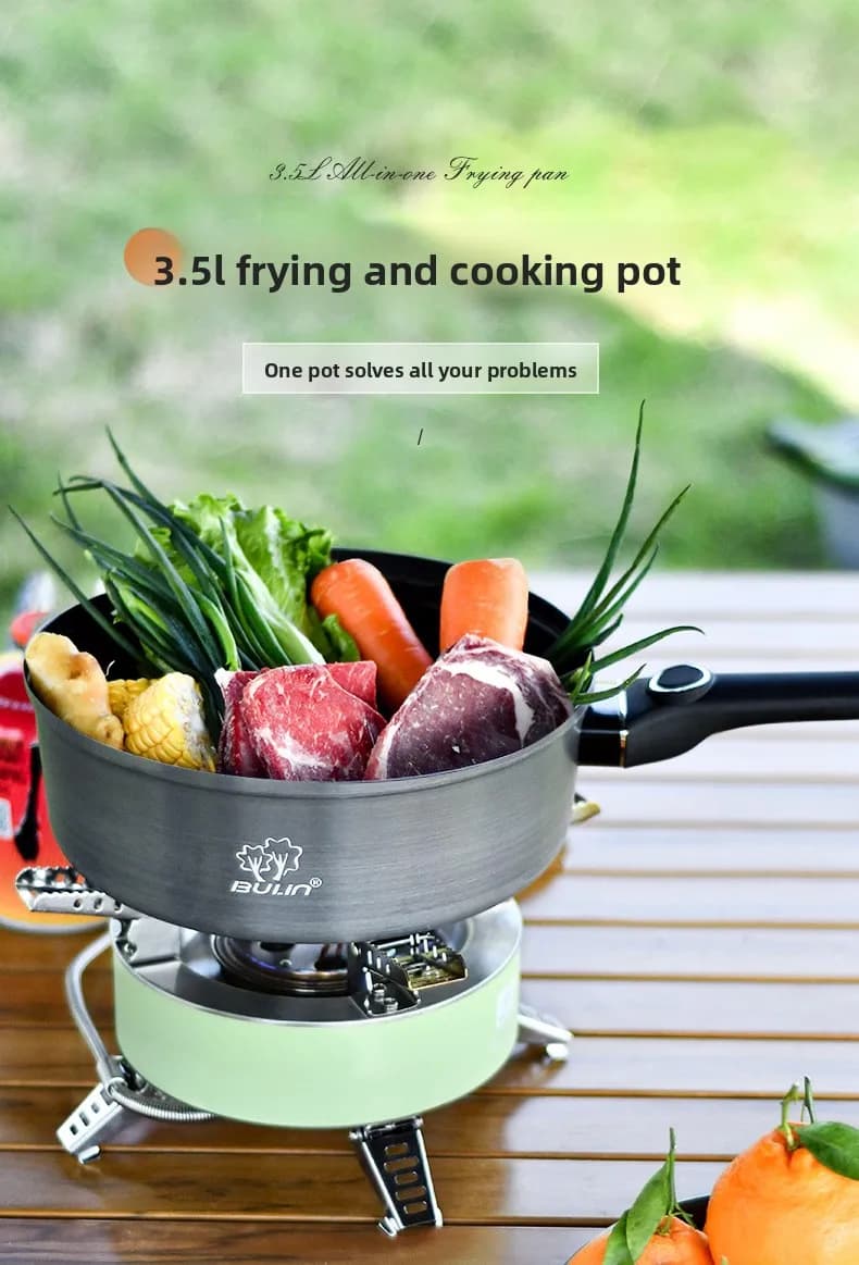 2026Bulin non-stick pan Outdoor non-stick wok Handle Removable Portable cooker Cooking pot Camping frying pot