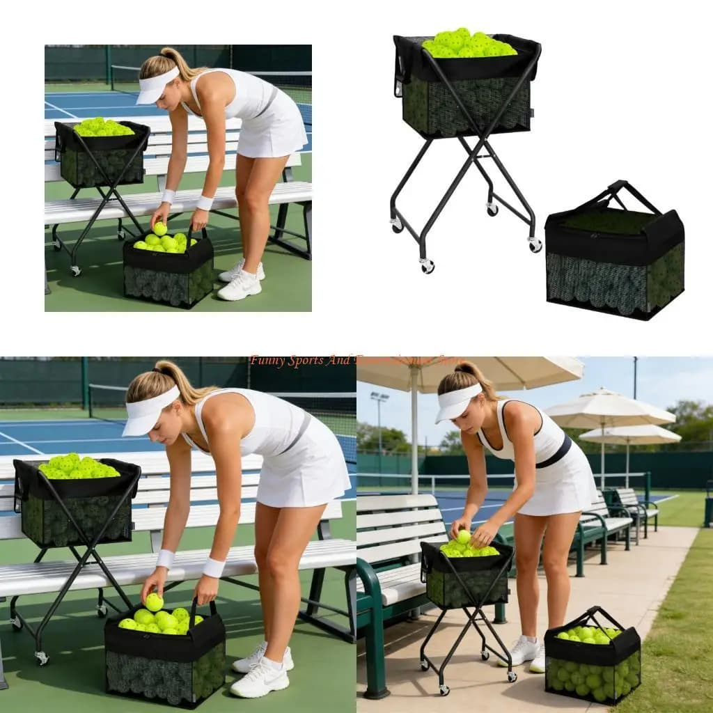 C4DE Convenient Tennis Ball Transport Including Removable PVC Bag And Metal Base
