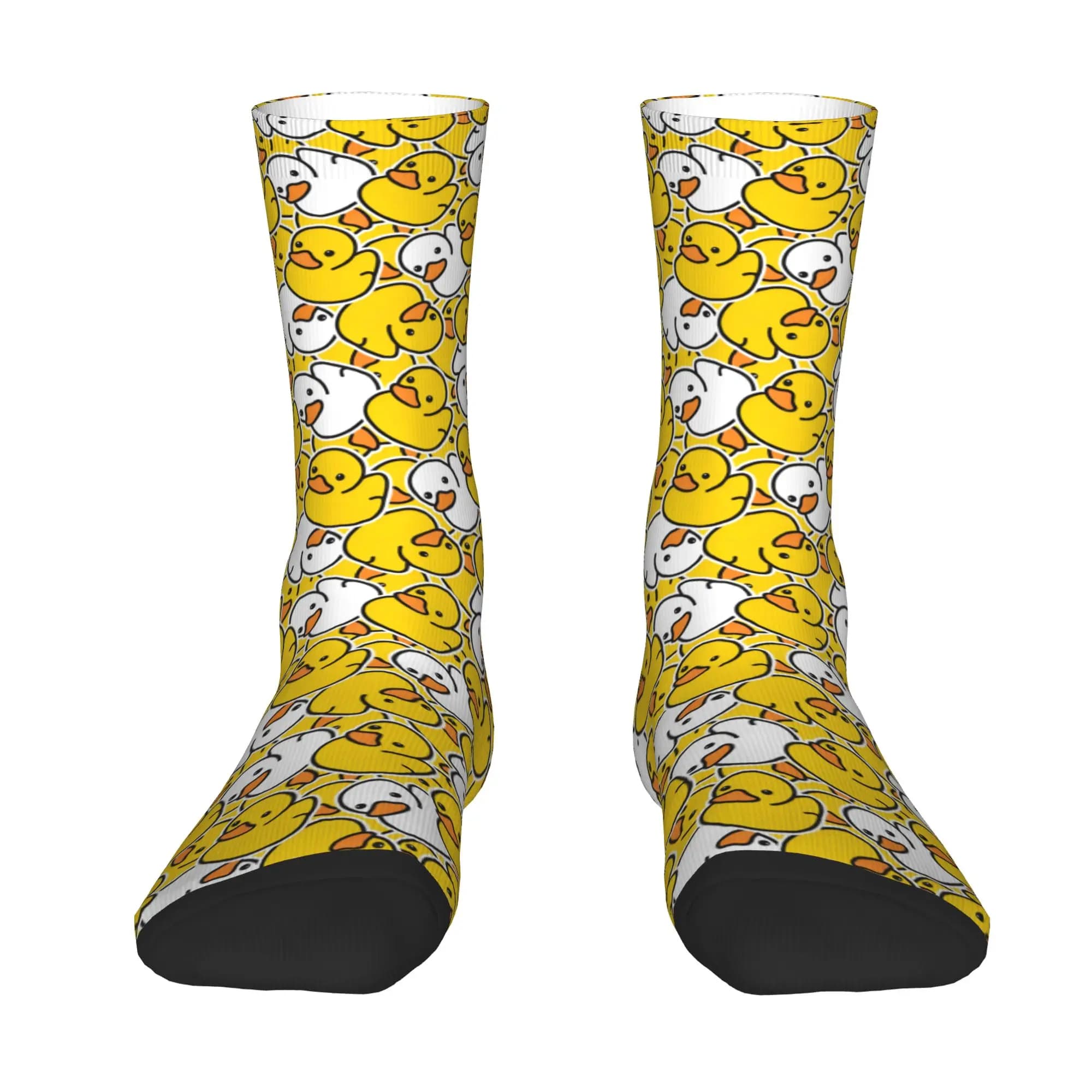 Custom Rubber Duck Bathing Cartoon Pattern Men's Crew Socks Unisex Funny 3D Printed Dress Socks