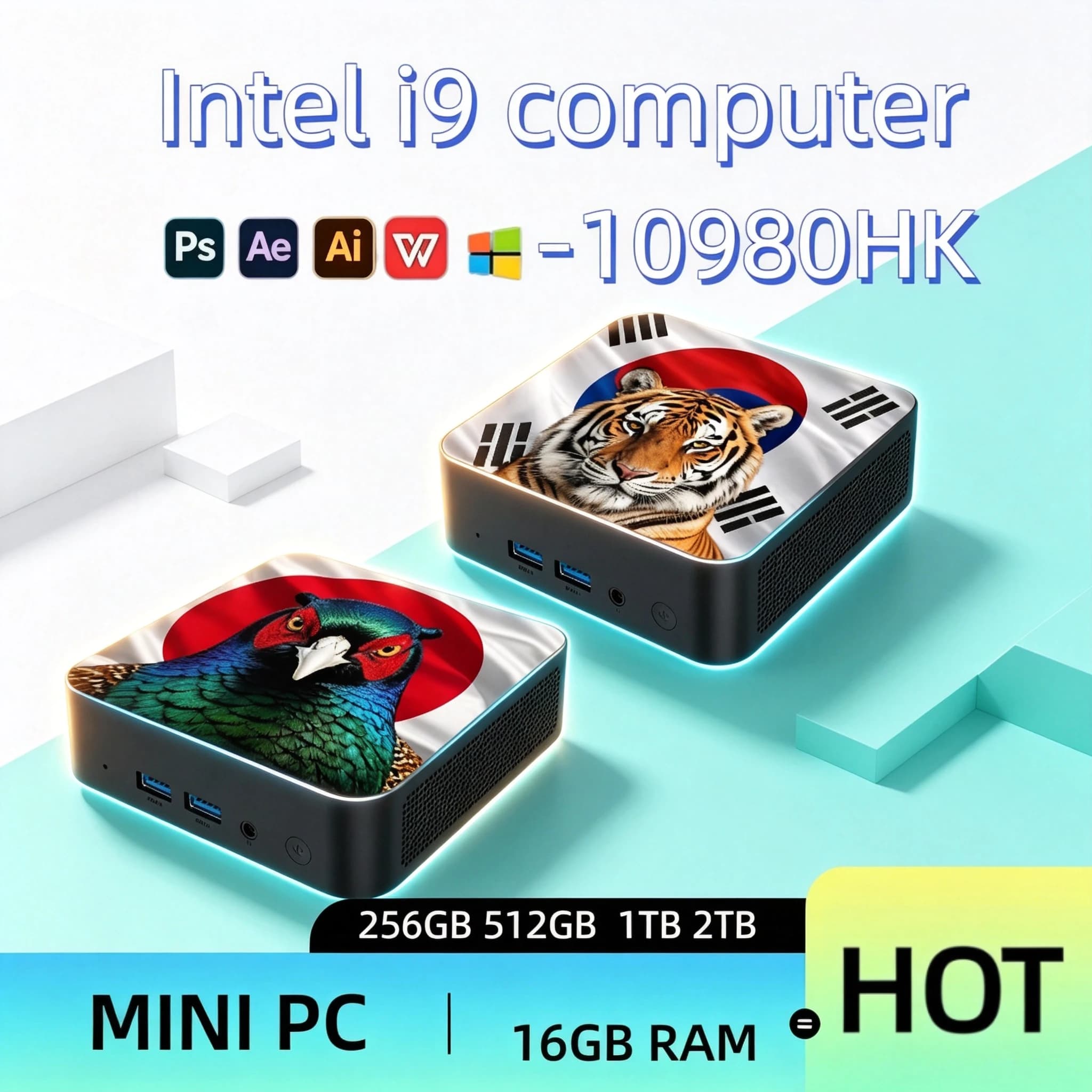 Ultra Fast Mini PC Intel Core i9 10980HK 16GB DDR4 NVMe SSD Triple 4K Silent Cooling Compact Desktop Office Home Media Editin