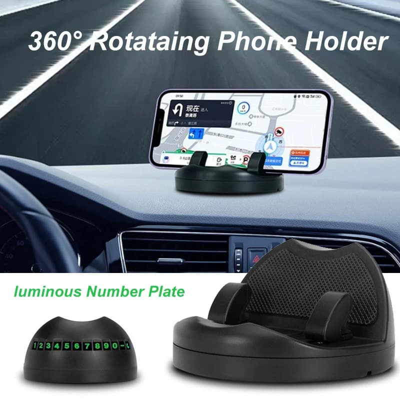 Supporto per telefono per auto con rotazione a 360 gradi Supporto per telefono Head-Up per cruscotto Supporto per telefono automatico universale stabile con targa luminosa