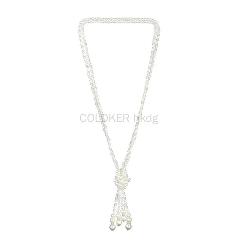 Collana di Perle Anni '20, Accessori Moda Finto Perle Stile Gatsby, Gioielli Vintage per Feste, Collana Lunga Bianca per Donne